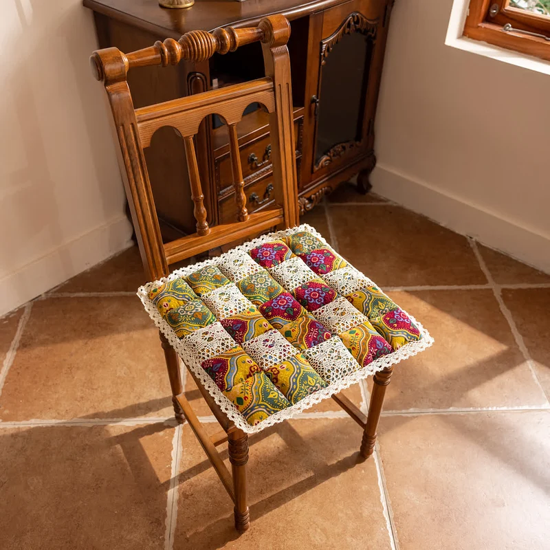 Cuscino per sedia trapuntato in stile etnico vintage