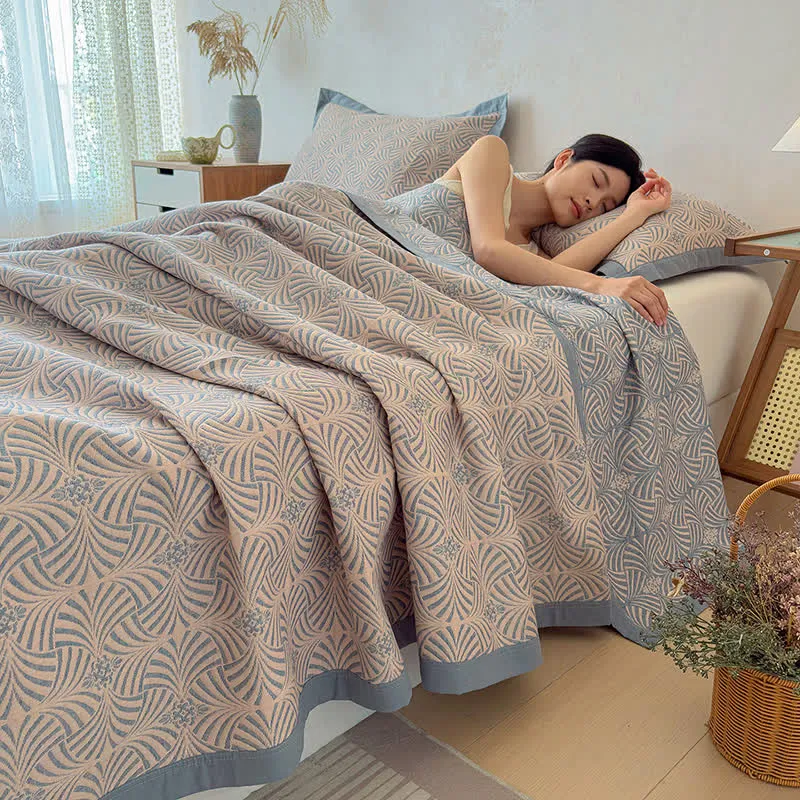 Coperta/trapunta geometrica reversibile a 3 strati in jacquard