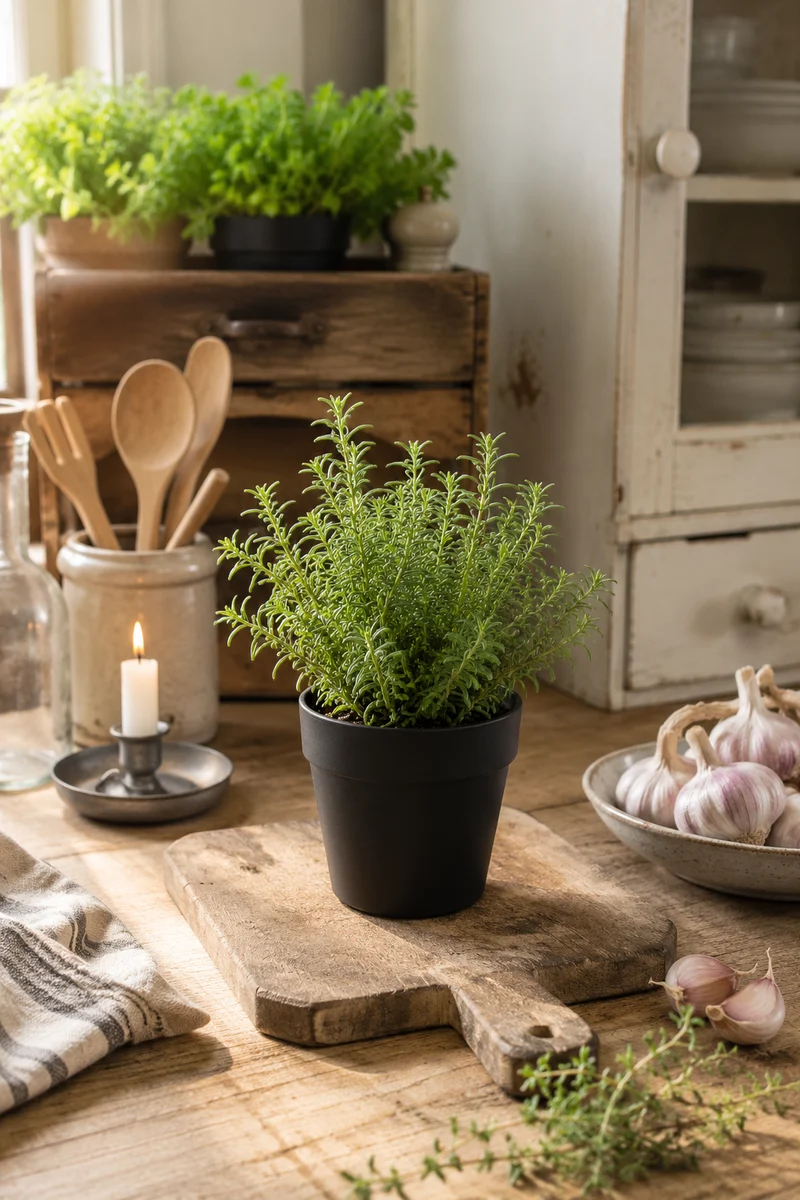 Rosmarino Artificiale in Vaso Chic Antique 24x17 cm