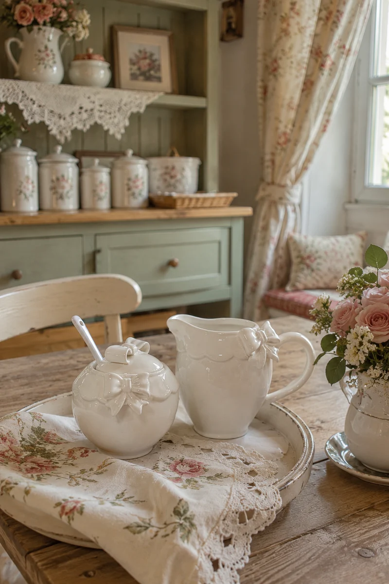 Set Lattiera e Zuccheriera con Fiocco in Ceramica Bianca – Arte di Nacchi