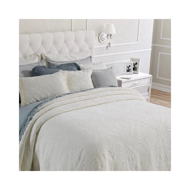 Copriletto Matrimoniale Elegante Pierre Cardin Versailles cotone 100% Bianco