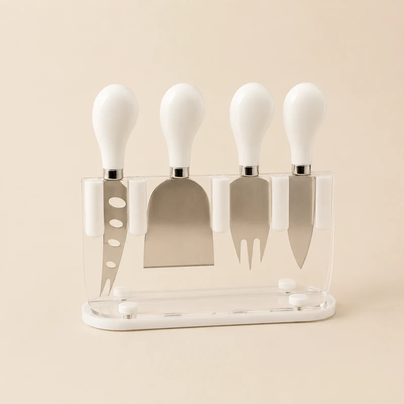 Set Formaggi Slice & Dice Bianco Maxwell & Williams – 4 Utensili con Ceppo (seconda scelta)