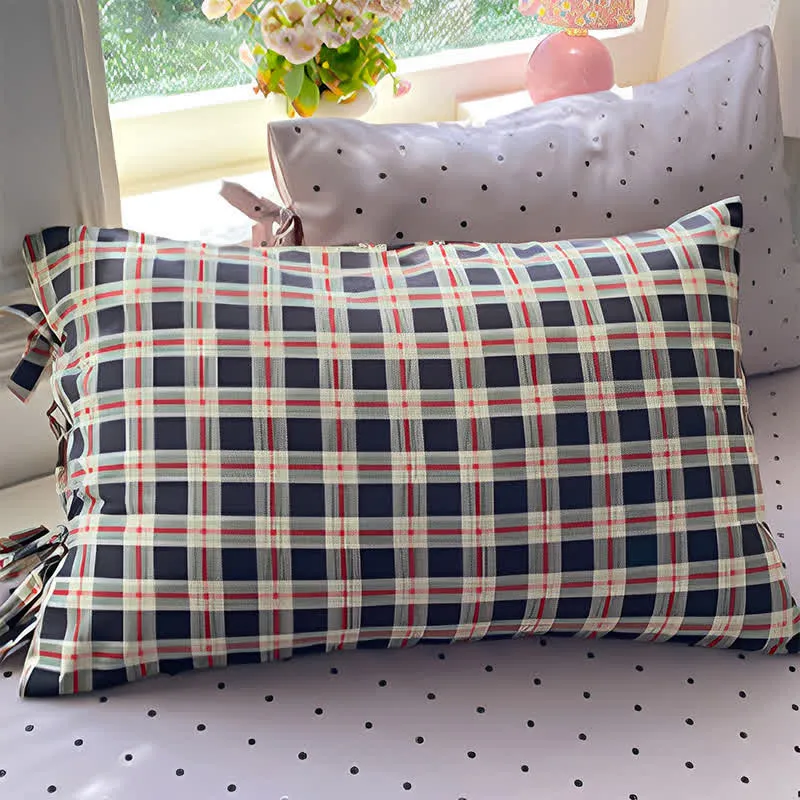 Set di biancheria da letto Heritage Plaid in cotone lavato rosso e blu navy