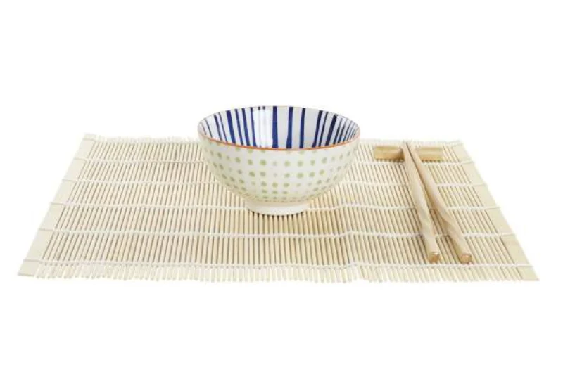 Set Sushi 8 Pezzi in Porcellana e Bamboo per 2 Persone – Item International BIBIHOME