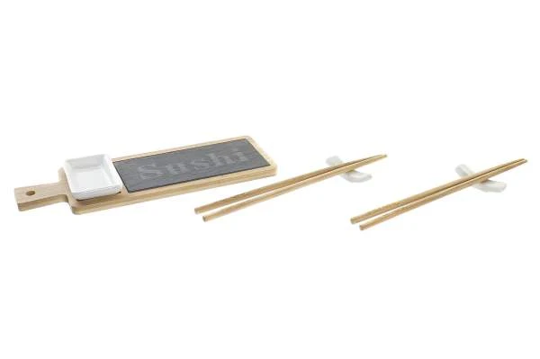 Set sushi da 6 pezzi (per 2 persone) in legno, porcellana e ardesia di Item International
