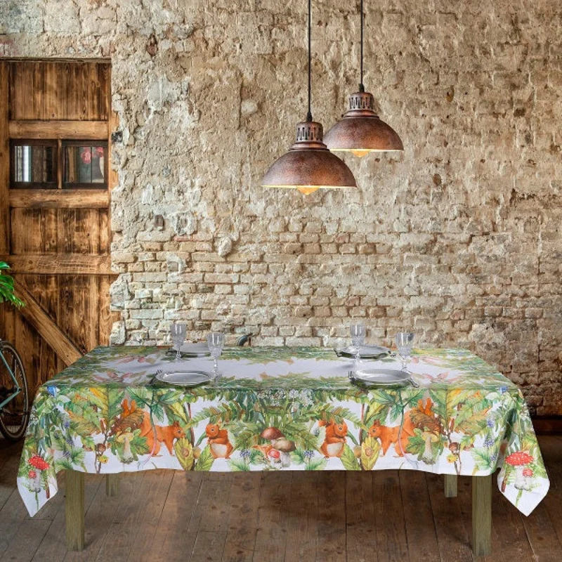 Tovaglia Toile Sottobosco 12 posti Piazza Pitti Firenze in Cotone Panama Made in Italy