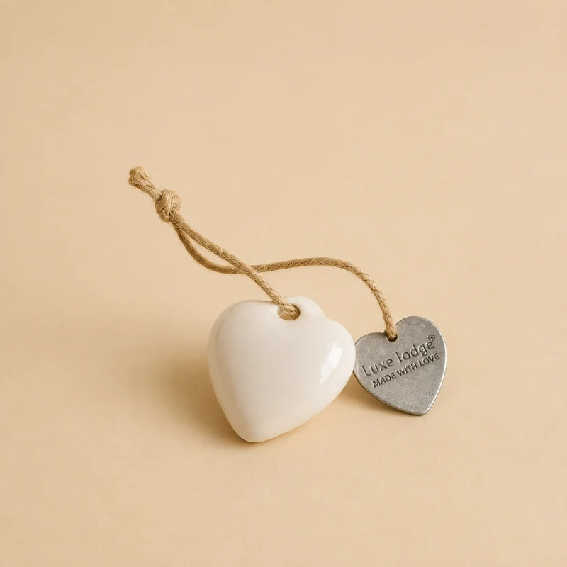 Decoro Cuore in Ceramica Bianca