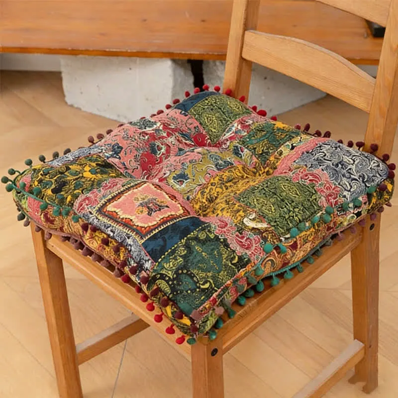 Cuscino da pavimento mandala patchwork in stile bohémien