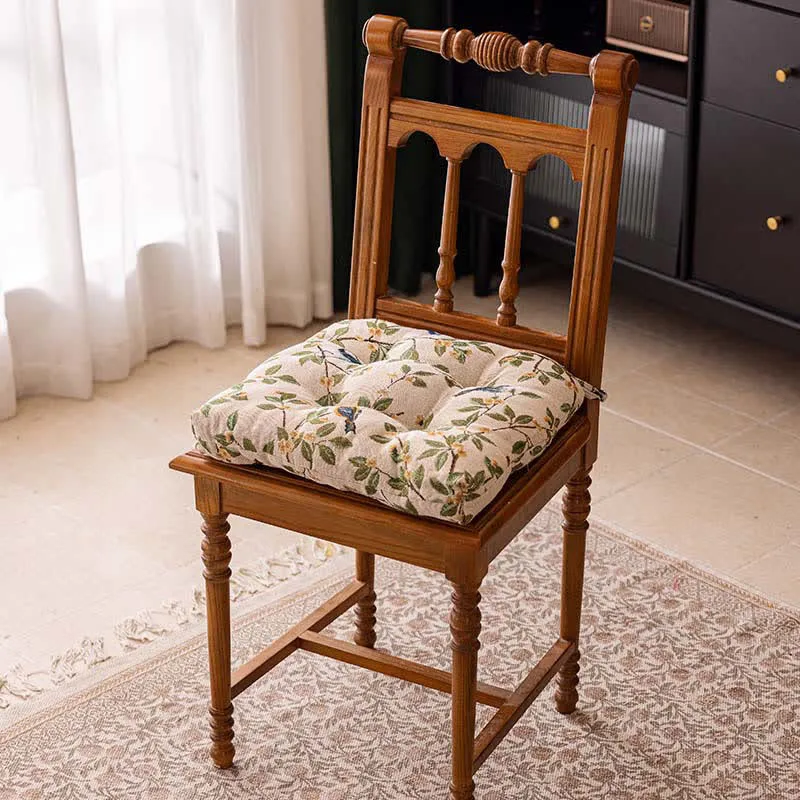 Cuscino per sedia vintage con stampa botanica di uccelli