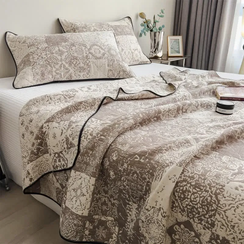 Trapunta in garza di cotone stile patchwork