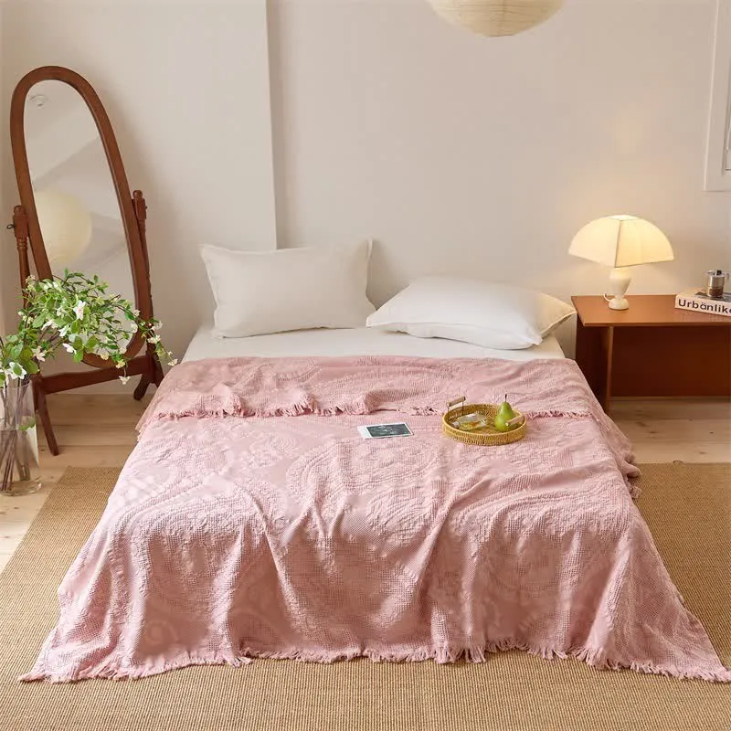 Elegante coperta trapuntata jacquard con trama a nido d'ape