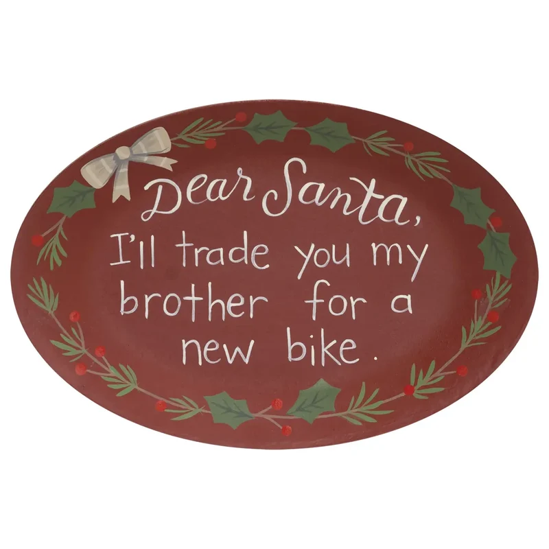 Vassoio Decorativo Natalizio in Legno “Dear Santa”