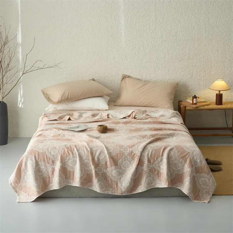 Coperta/trapunta vintage in mussola di cotone damascato a 3 strati