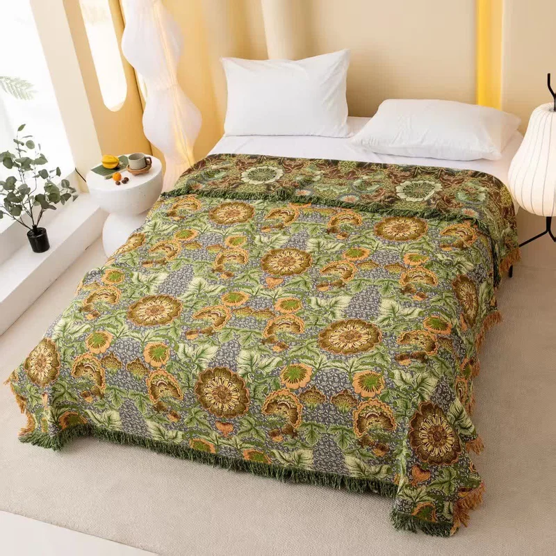 Coperta/trapunta reversibile in garza di cotone a 4 strati con motivo floreale