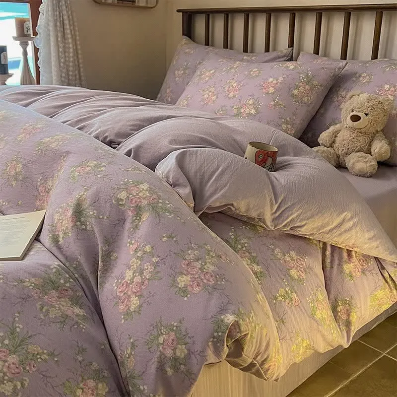 Set di biancheria da letto in garza di cotone color rosa antico (4 pezzi)
