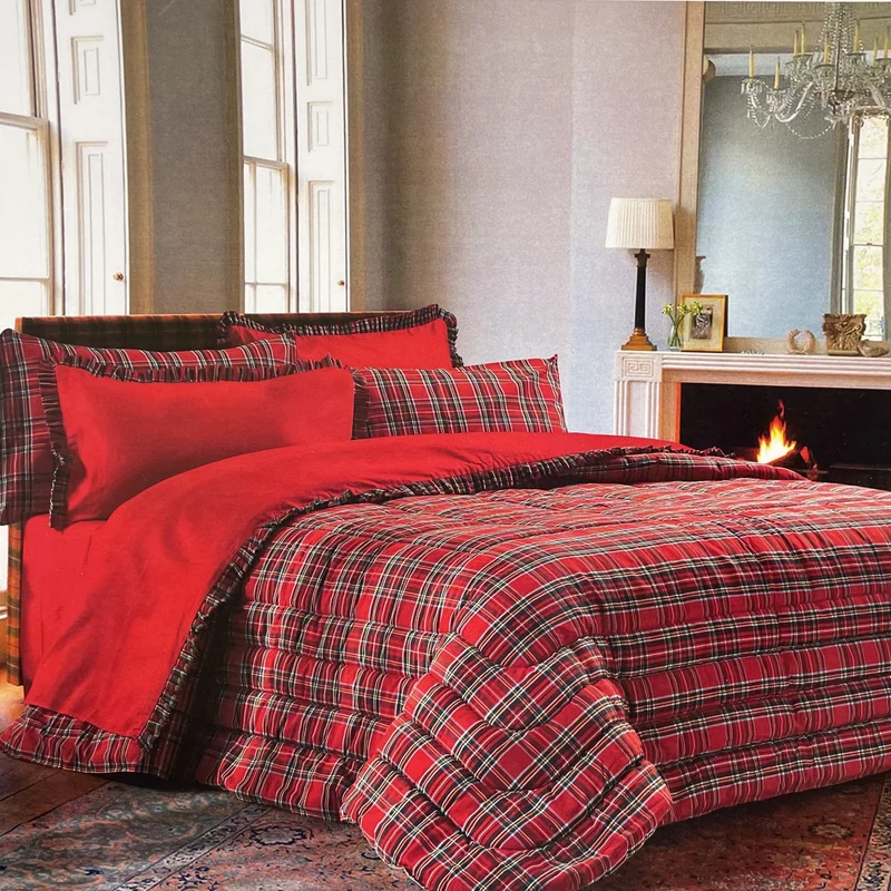Trapunta Matrimoniale Nausikaa Tartan Puro Cotone 265x270cm