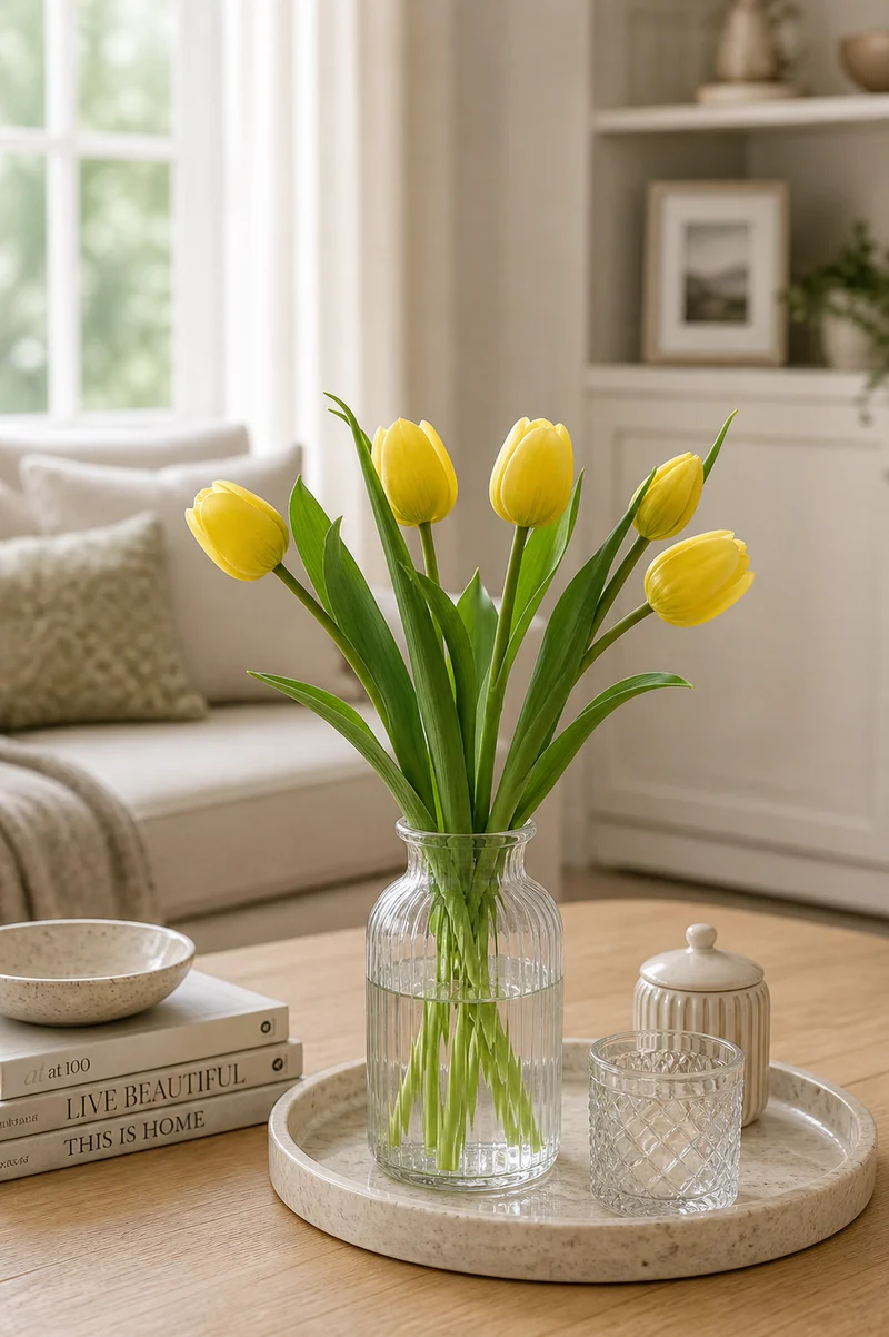 Mazzo Tulipani Artificiali Gialli Real Touch 40 cm EDG