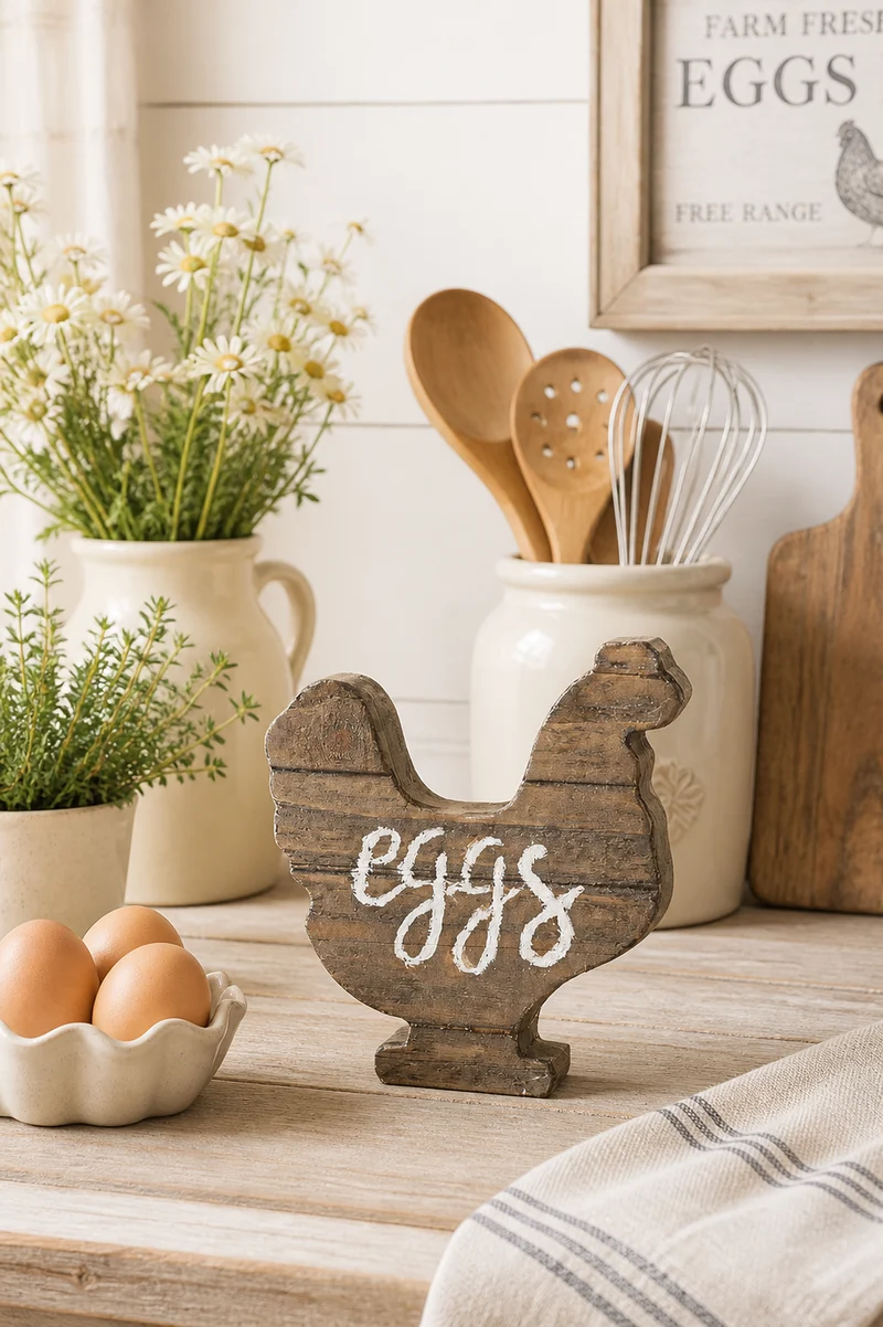 Gallina decorativa in legno Chic Antique