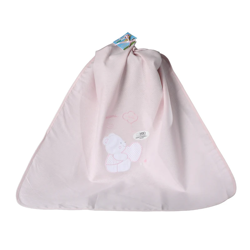 Copertina Culla Carrozzina Puro Cotone Piquet Mio Piccolo Happy Bear 75x95 cm Rosa