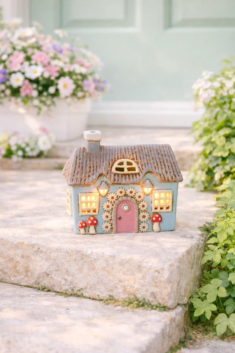 Casetta Portacandela Tealight in Gres 16 cm