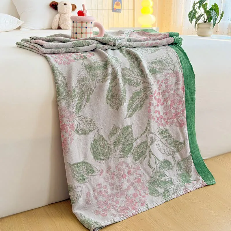 Coperta estiva in fibra di bambù con motivo floreale e foglie
