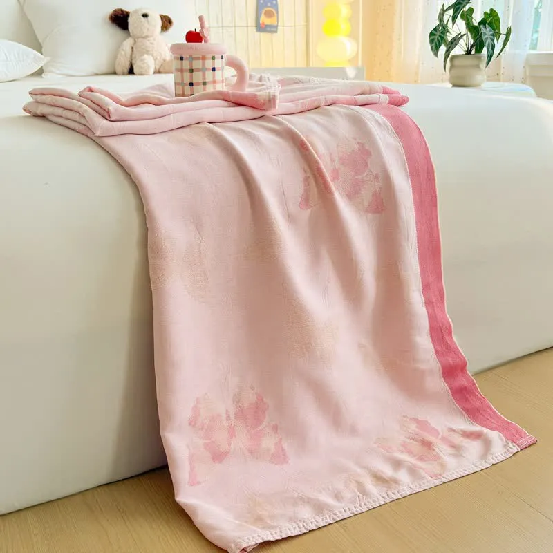 Coperta estiva artistica in fibra di bambù con motivo a farfalla