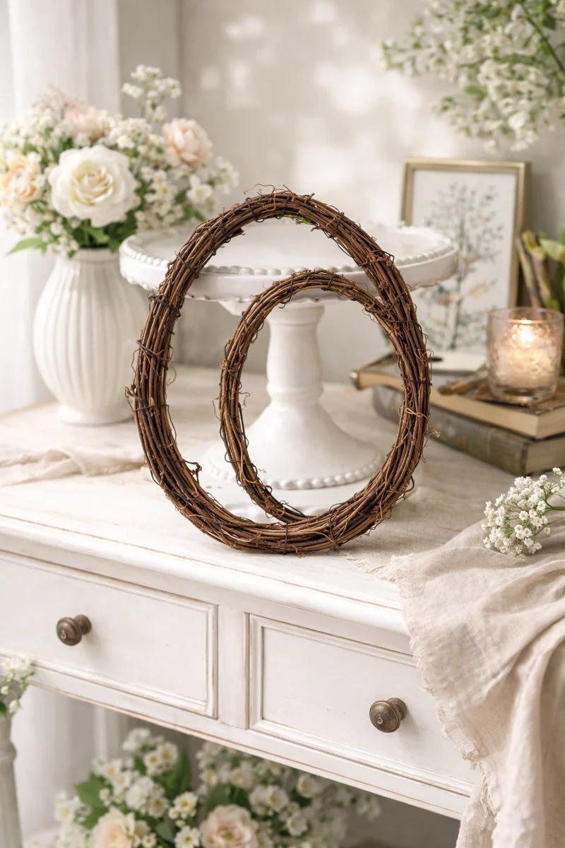 Corona a forma di uova in rattan set di 2