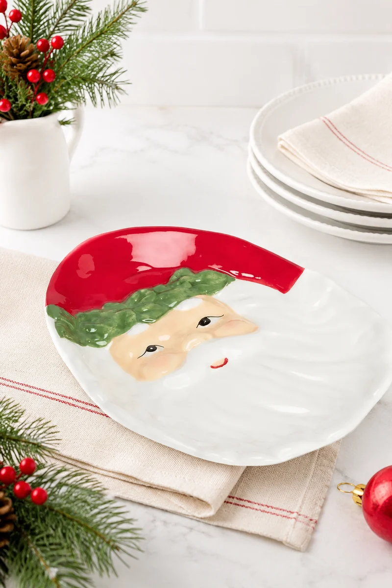 Piatto Babbo Natale in Ceramica 12x12 cm