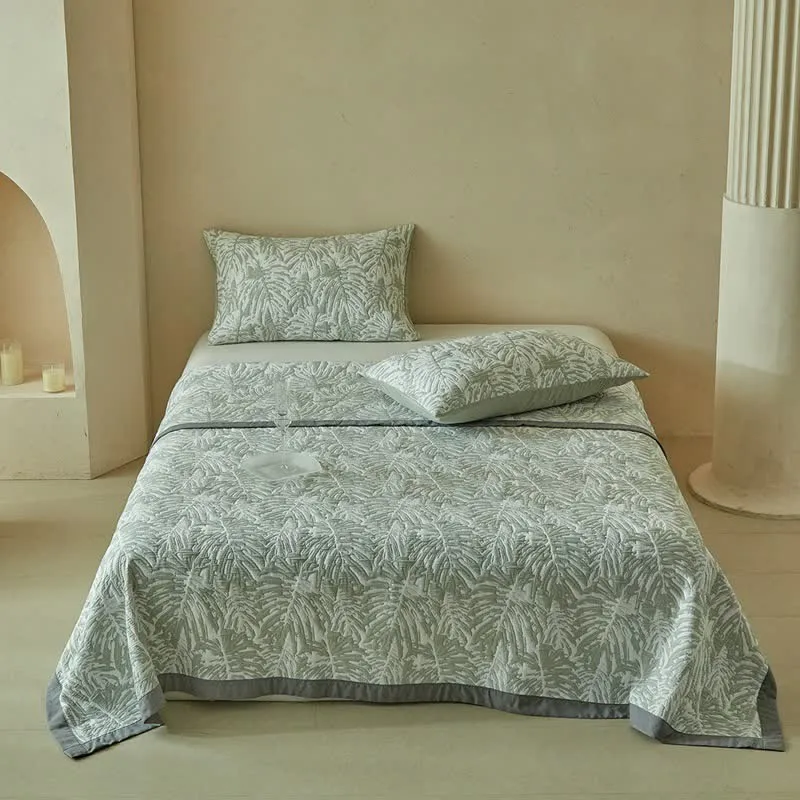 Set di trapunte reversibili con motivo a foglie di palma tropicali