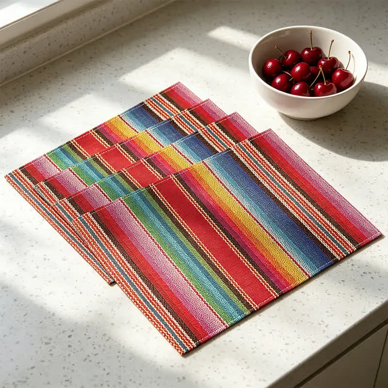 Tovagliette in lino a righe multicolore in stile nordico