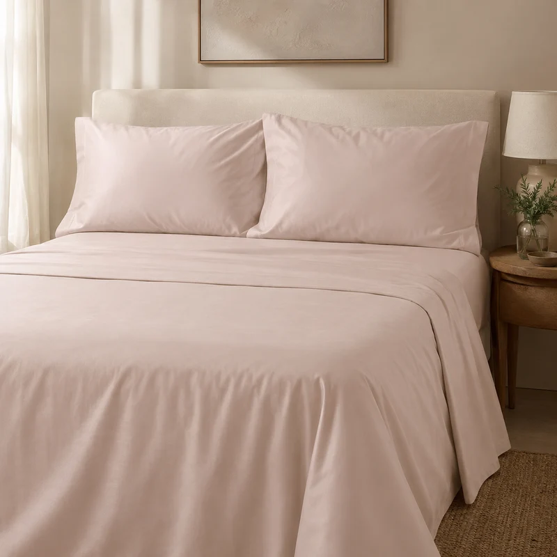 Completo Letto Matrimoniale Trecento Raso di Cotone 300 TC – Rosa Boho