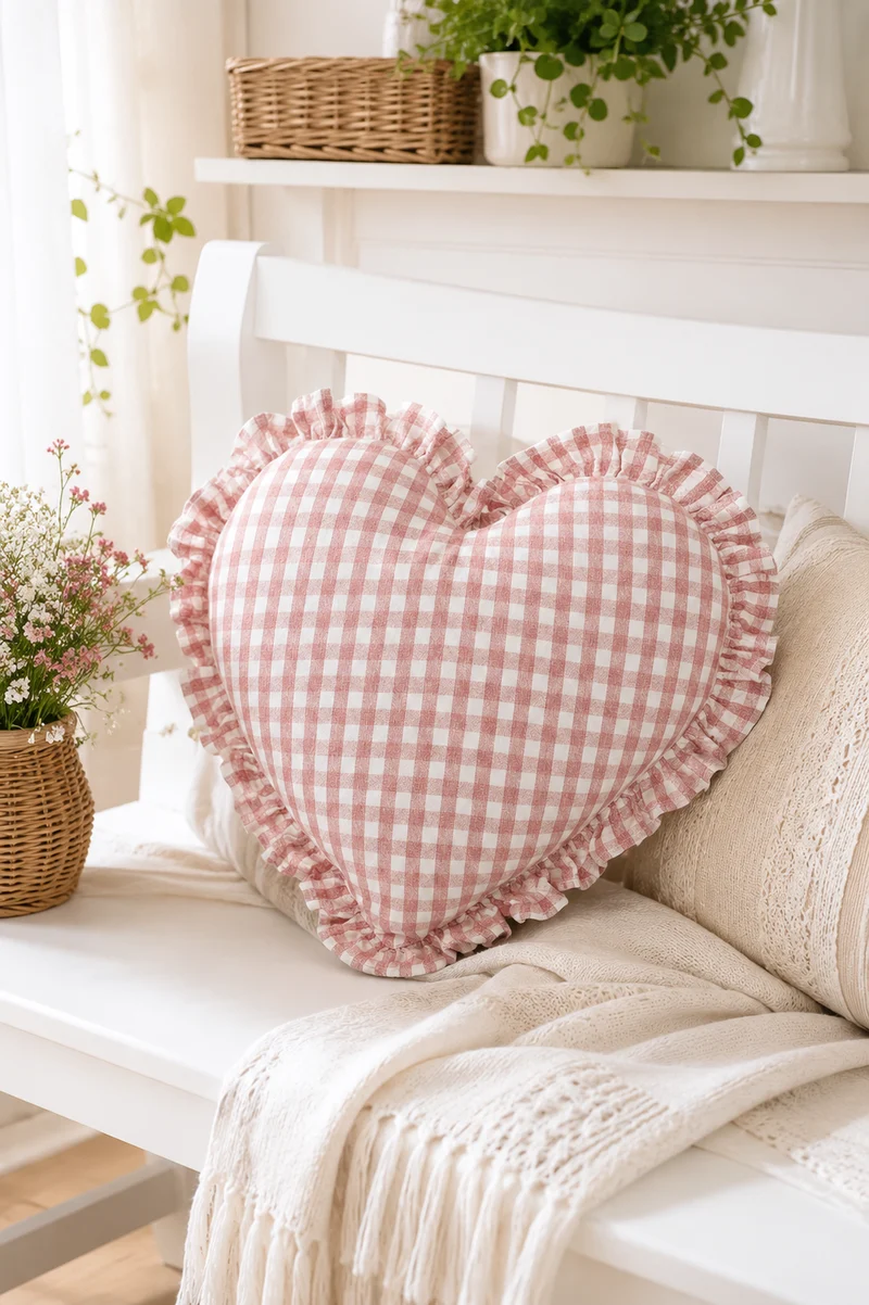 Cuscino Decorativo a Cuore Rosa 35 cm
