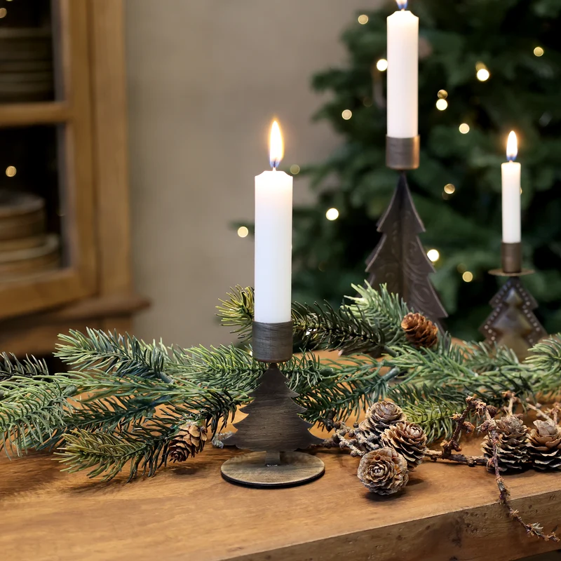 Portacandele Albero in Ottone Anticato – Chic Antique – H 8,5 cm x Ø 6 cm