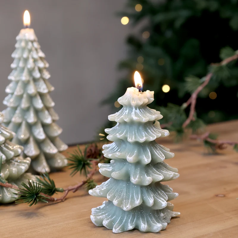 Candela Albero di Natale con Brillantini Chic Antique – H 13 cm x Ø 8,5 cm