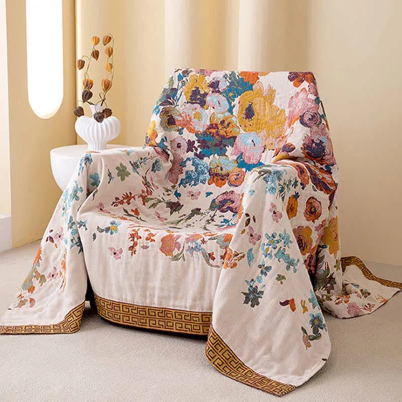 Coperta in puro cotone Floral Garden