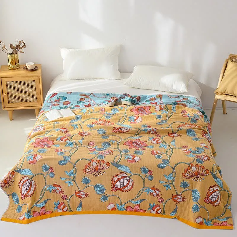 Coperta trapuntata in puro cotone con motivo floreale artistico