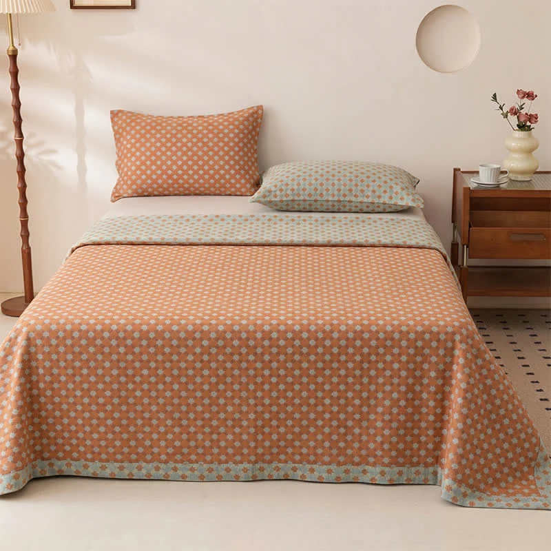 Copriletto in cotone con stampa floreale classica vintage