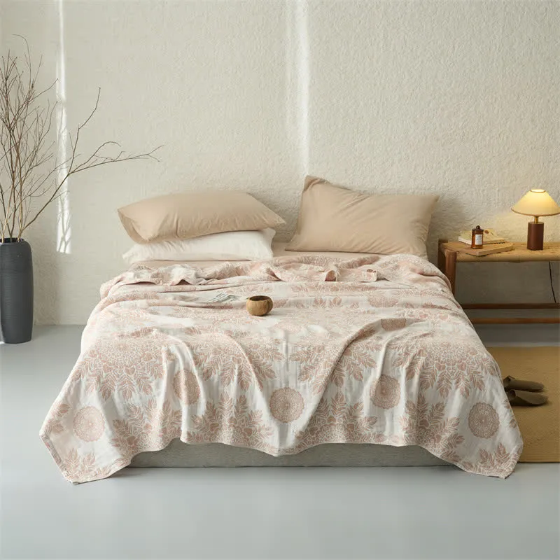 Coperta/trapunta in mussola di cotone con motivo floreale vintage