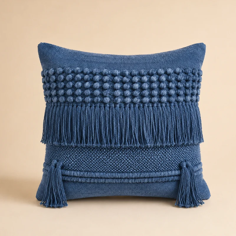 Cuscino franghe effetto wash