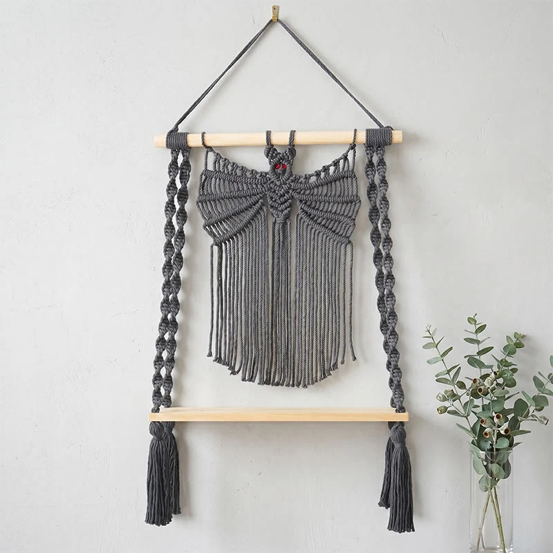 Arazzo da parete in macramè a forma di pipistrello in stile boho
