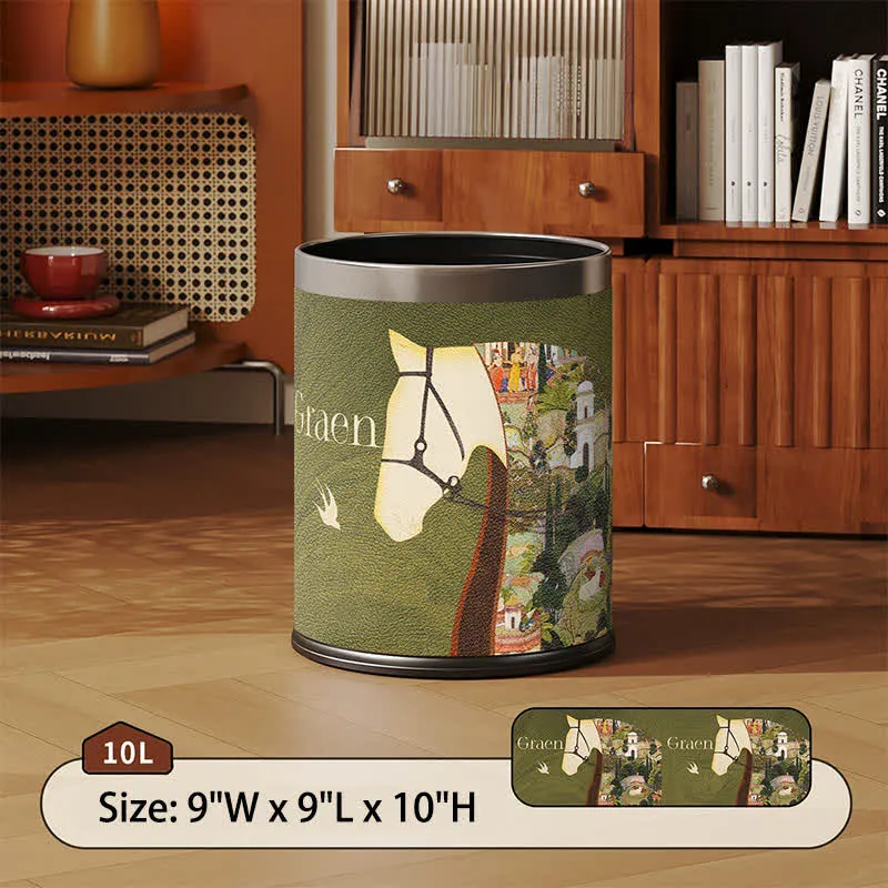 Cestino per rifiuti in pelle equestre con texture litchi