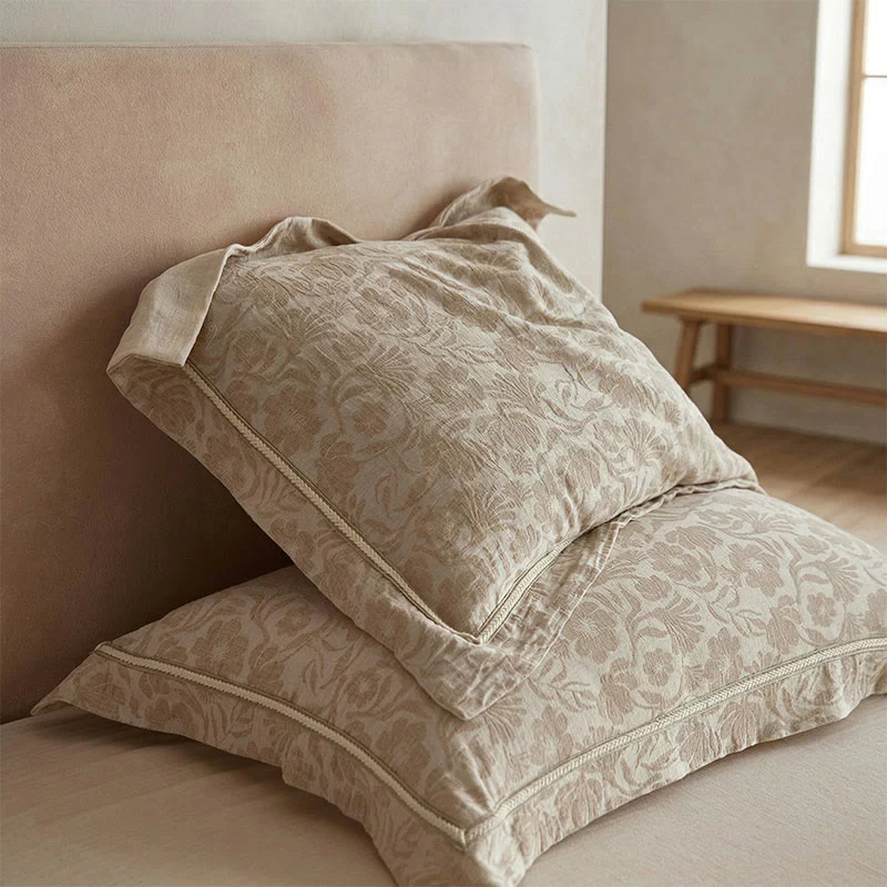 Eleganti federe a busta in jacquard floreale (2 pezzi)