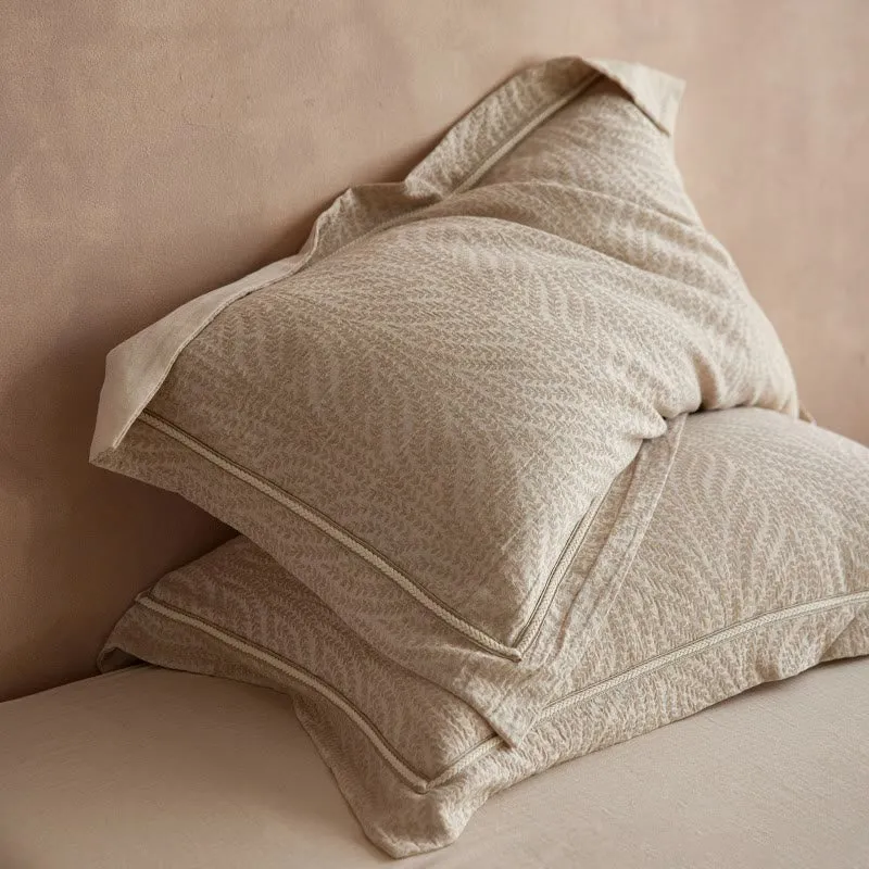 Federe a busta in jacquard color grano (2 pezzi)