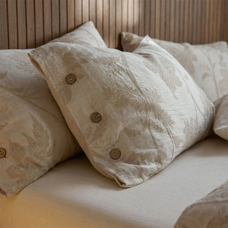Federe in cotone e lino con stampa floreale vintage (2 pezzi)