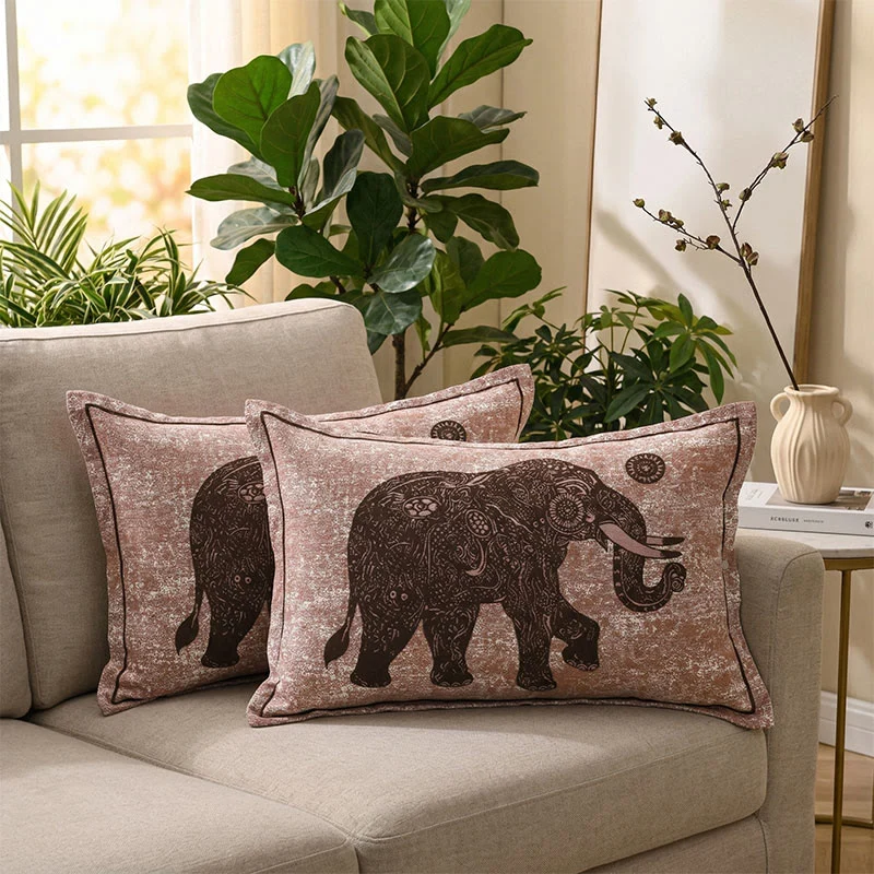Federe bohémien con mandala ed elefante (2 pezzi)