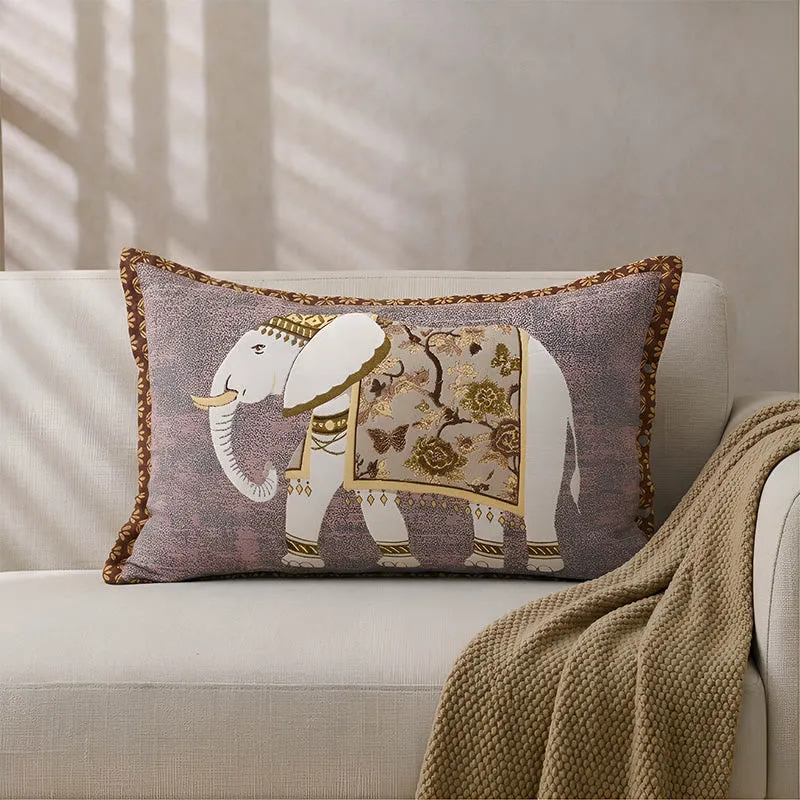 Federe in jacquard con motivo a elefanti in stile bohémien (2 pezzi)