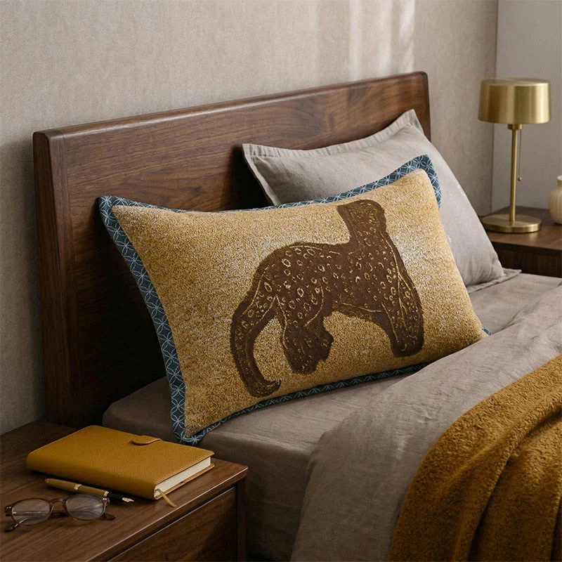Federe in jacquard leopardato stile bohémien (2 pezzi)