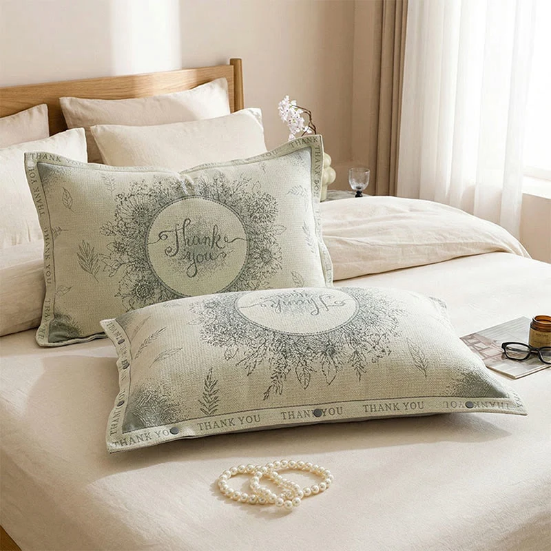 Federe in cotone e lino con motivo floreale "Grateful" (2 pezzi)