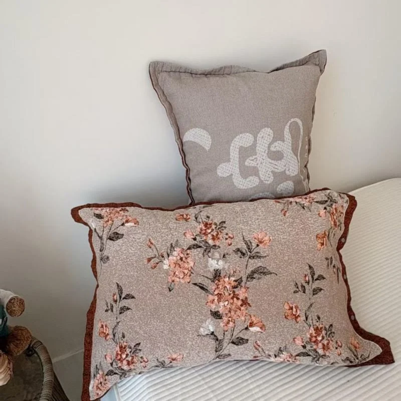 Federe in puro cotone con motivo floreale romantico (2 pezzi)