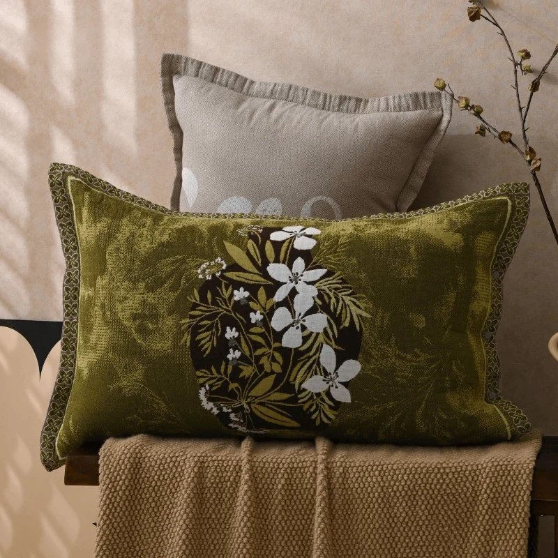 Federe in puro cotone jacquard con motivo floreale (2 pezzi)